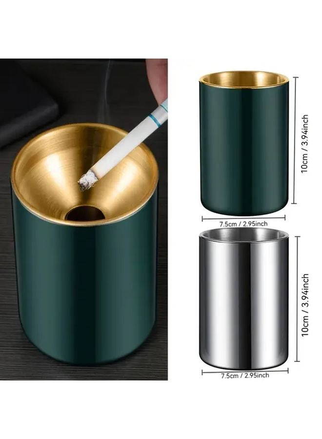 Noir Stainless Steel Windproof Smokeless Ashtray Set For Indoor Outdoor Use - Image 3